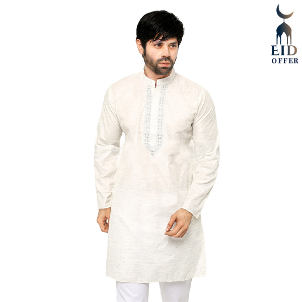 Special Cotton Panjabi for Men - Off White NZ-13530