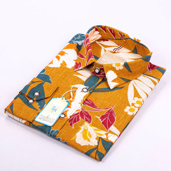Casual Full Sleeve Cotton Shirt (Yellow Leaf Print Shirt) YL-PS