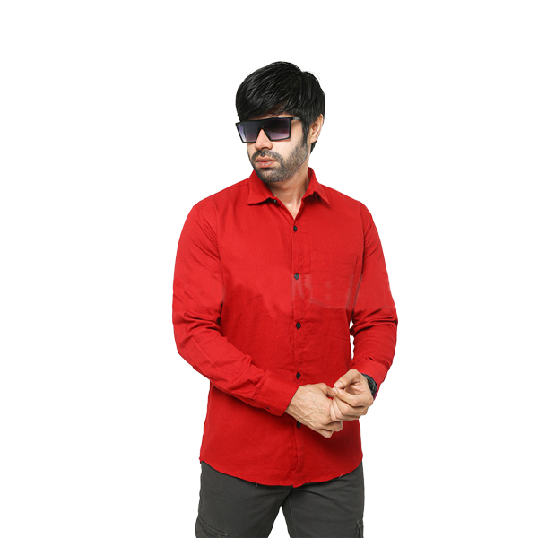 Red Cotton Casual Shirt for Men nz-003