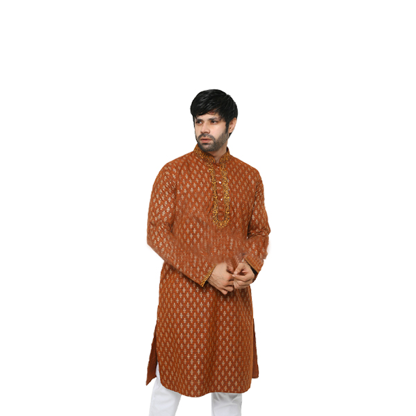 Special Cotton Panjabi for Men - Maroon   PBNZ-13522