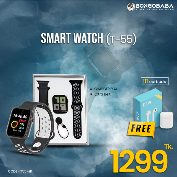 T55 Smart Watch with FREE earbuds  (i11s) T55+i11