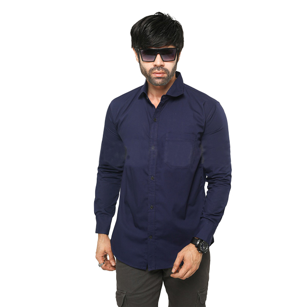 Deep Blue Cotton Casual Shirt for Men nz-002