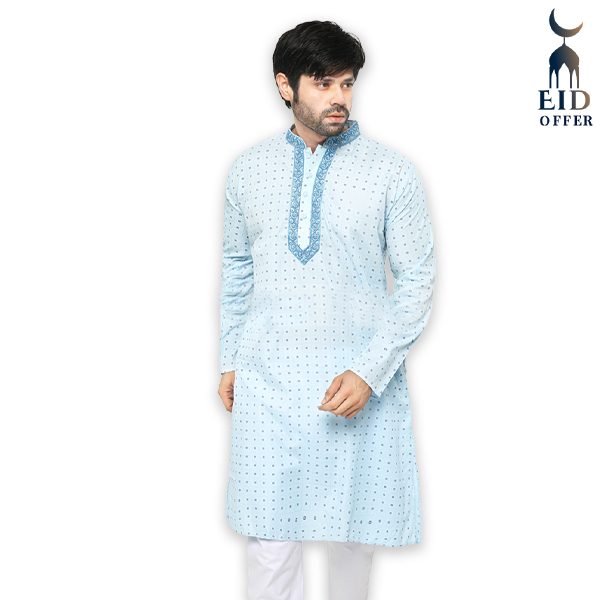 Special Cotton Panjabi for Men - Sky Blue NZ-13517