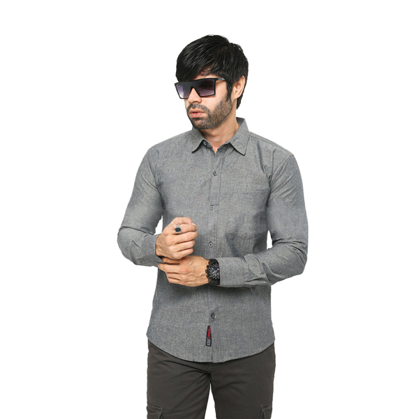 Grey  Cotton Casual Shirt for Men nz-001