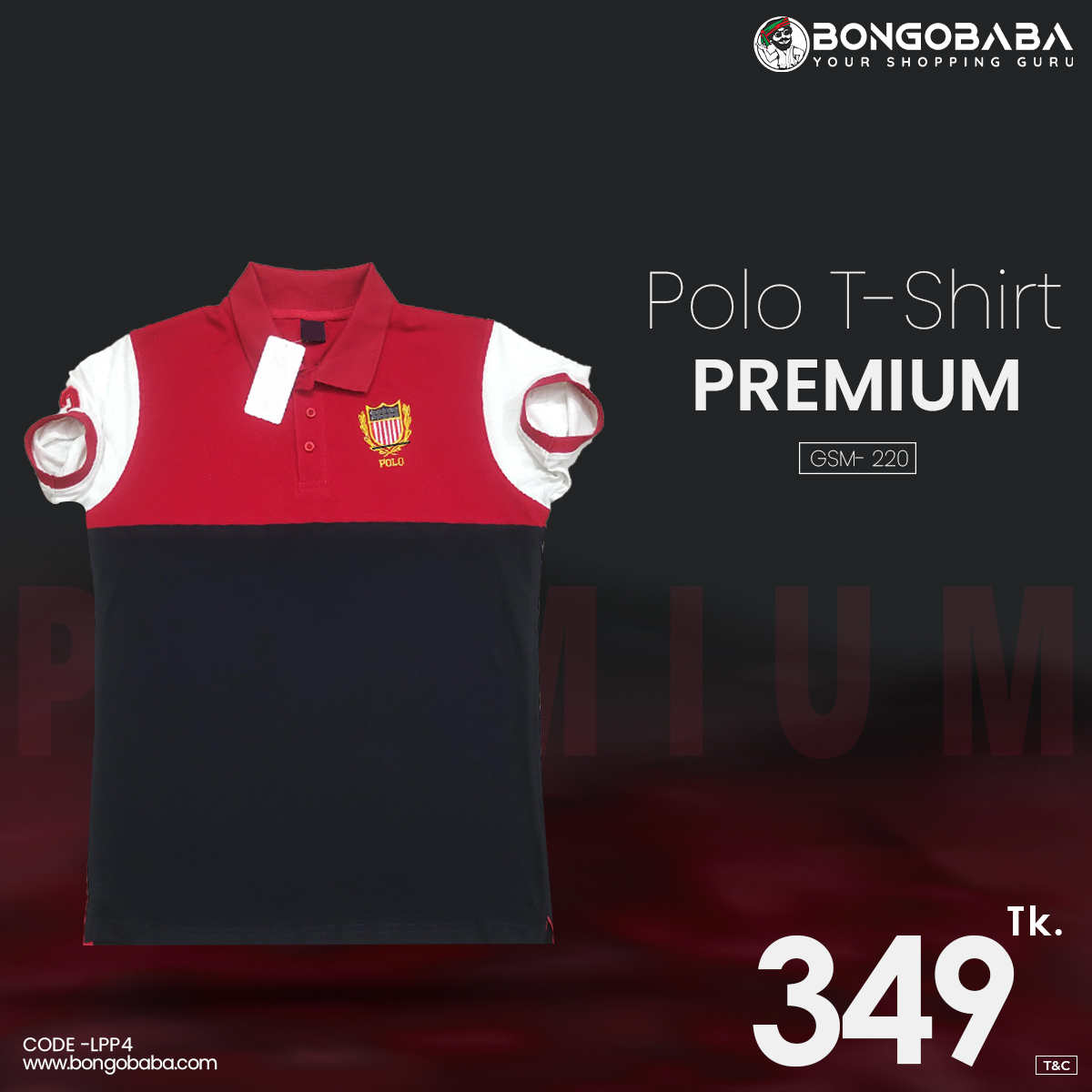 Premium Polo T-Shirt - (RED & BLK) Color  LPP4