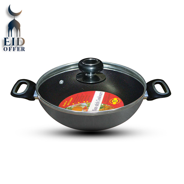 H&S 24 CM Non Stick Karai with glass Lid HS4