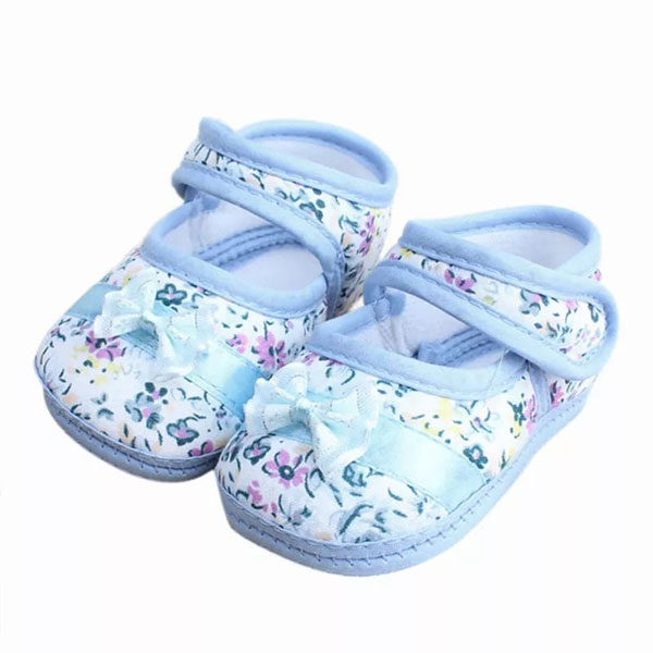 Newborn Baby Girls Bowknot Print Anti-slip First Walkers Girl Soft Sole Casual Shoes Toddler First Walkers(0-12 Month) NBS-B(0-12)
