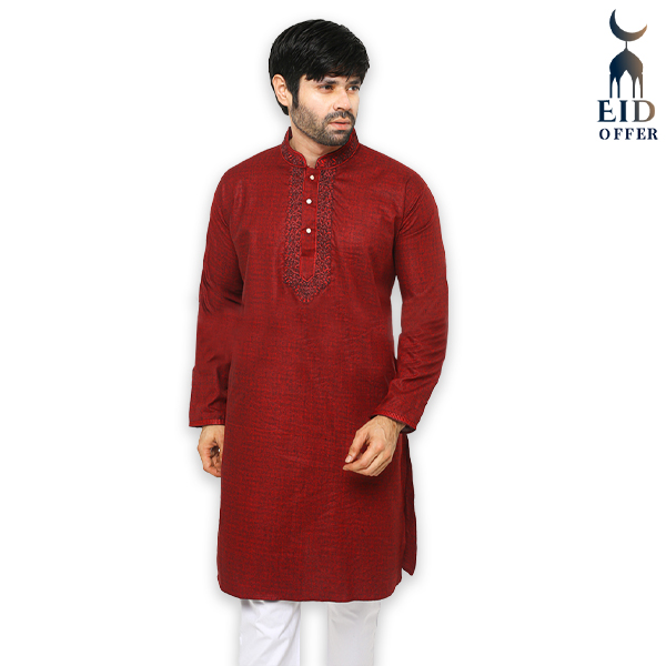 Special Cotton Panjabi for Men - Maroon NZ-13528