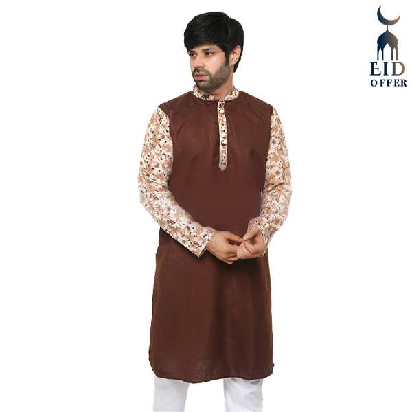Special Cotton Panjabi for Men - Meroon Print NZ-13504
