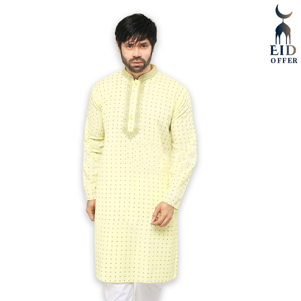 Special Cotton Panjabi for Men - Light Yellow NZ-13519