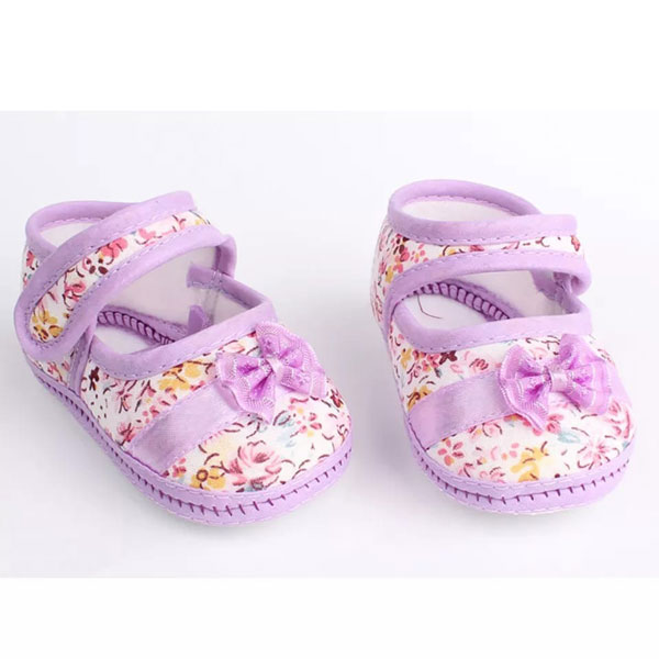 Newborn Baby Girls Bowknot Print Anti-slip First Walkers Girl Soft Sole Casual Shoes Toddler First Walkers(0-12 Month) NBS-C(0-12)