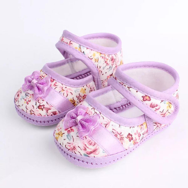 Newborn Baby Girls Bowknot Print Anti-slip First Walkers Girl Soft Sole Casual Shoes Toddler First Walkers(0-12 Month) NBS-A(0-12)